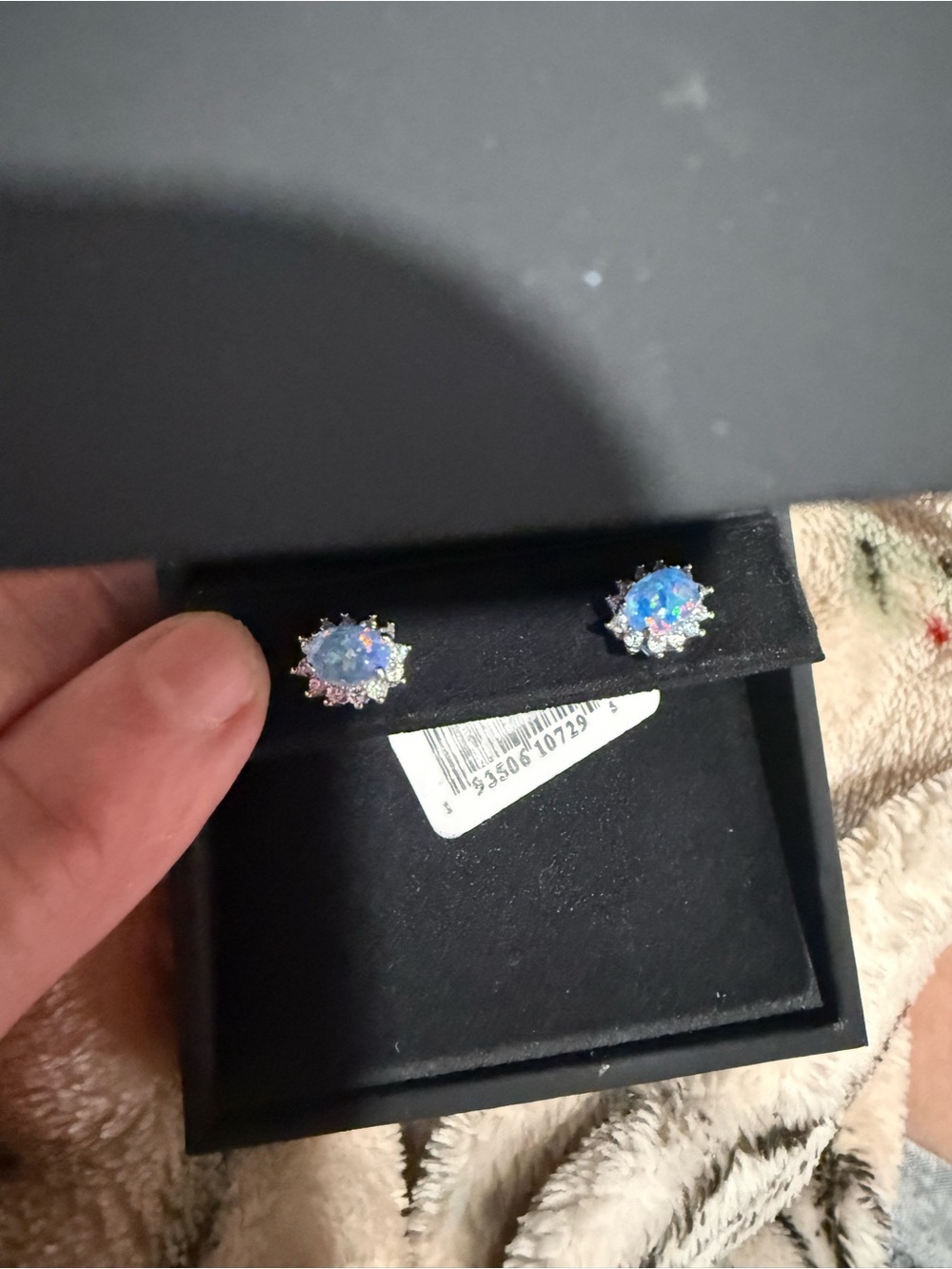 Opal Halo Stud Earrings - Blue Opalescent